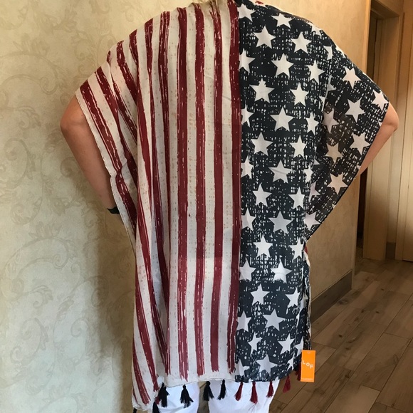 American Flag 4th Of July Red/White/Blue Kimono - Picture 3 of 8